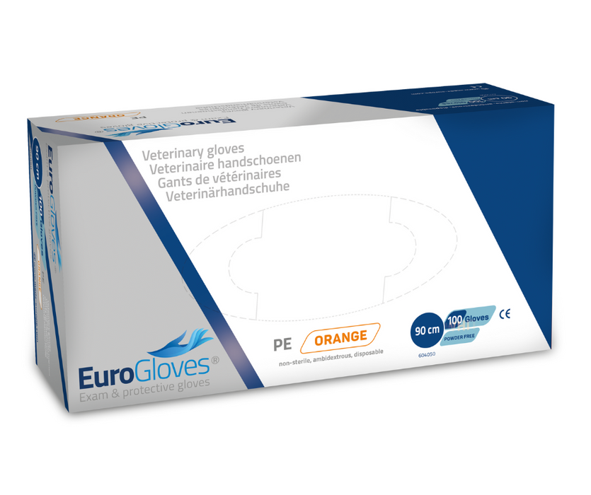Eurogloves PE veterinair 90cm oranje - One-size 100 stuks