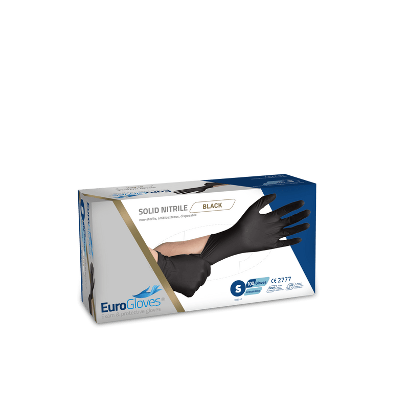 Eurogloves Solid-Nitrile Zwarte Handschoenen (100 stuks)